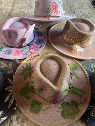 Painted embroidered hat