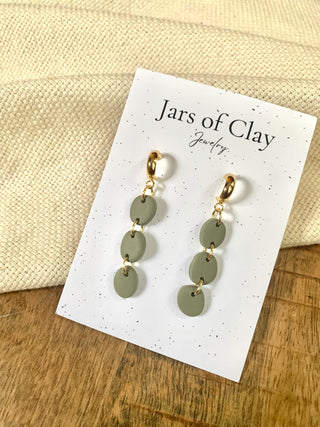 Green Pebble Huggie Earrings