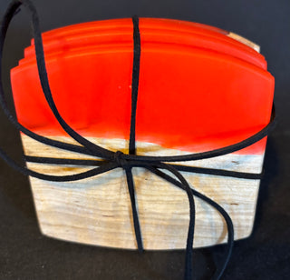 Coaster Set Maple/Coral