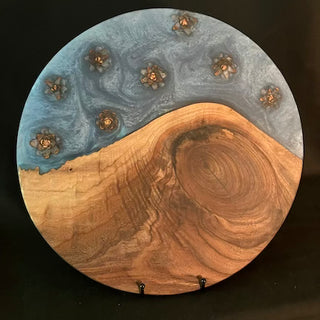 Lazy Susan Walnut/Blue/Pinecones