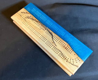 Cribbage Board Set Maple/Blue