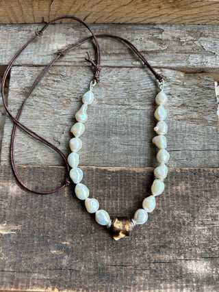 Pearls and Fossilized Alaskan Coral Necklace