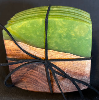 Coaster Set Walnut/Green