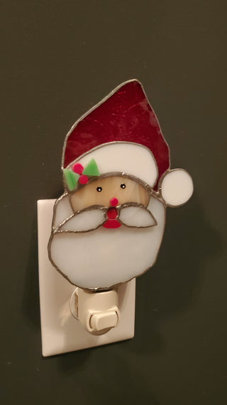 Stained Glass Santa Night Light