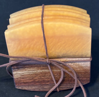 Coaster Set Walnut/Gold