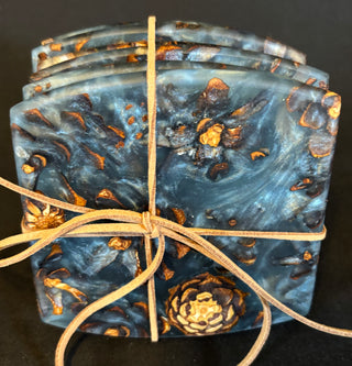 Coaster Set Pinecones/Blue