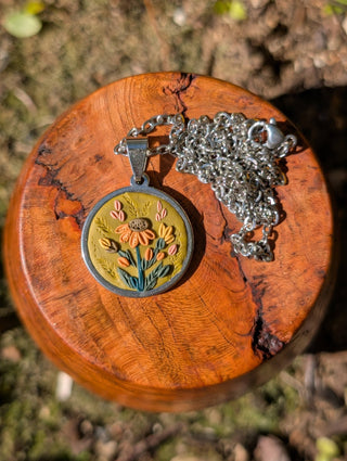 Scandinavian Floral Clay Necklace