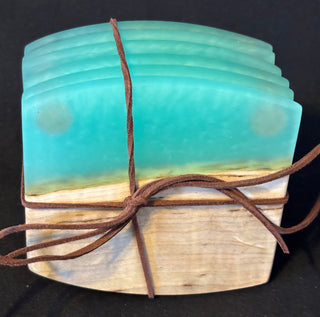 Coaster Set Maple/Aqua