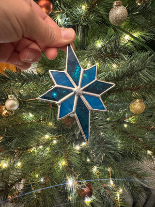 Stained Glass Ornament - North Star - Dark Blue