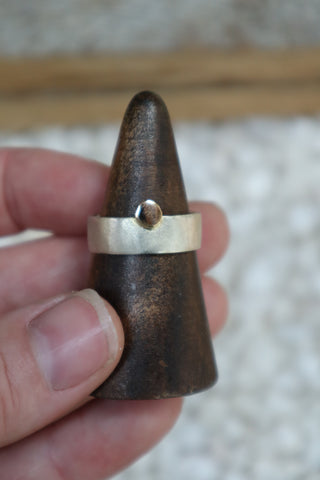 Sterling Silver Wide Band With Gold Ring