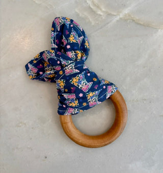 Navy floral Minnesota Teething Ring