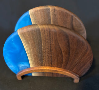Napkin Holder Walnut/Blue