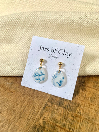 Blue Foliage Small Dangle Earrings