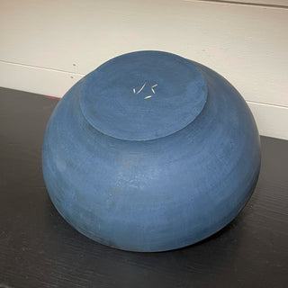 Blue-over-black rustic maple serving bowl