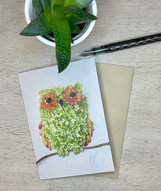 Dahlia Owl Nature Art Card