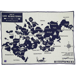 Lake Minnetonka Map Wool Throw
