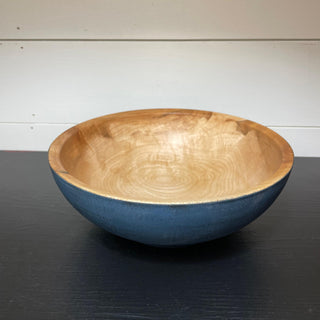 Blue-over-black rustic maple serving bowl