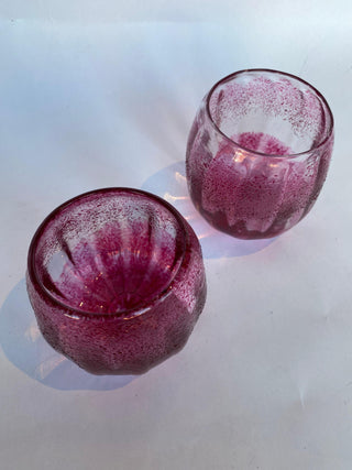 Textured Rocks Glass - set of 2 pink