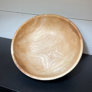 White-over-black rustic maple serving bowl