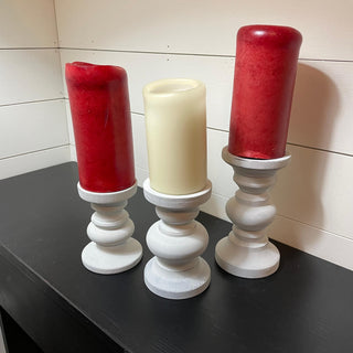 White-over-black rustic candle sticks
