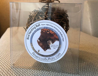Kits Bird Nesting Ball Americas Buffalo Return “un-spinnable” fiber back to the ecosystem with nest-building materials. All natural materials.