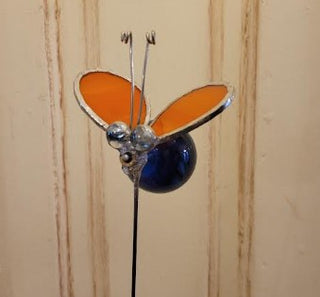 Stained Glass Light Bulb Bug Planter Stake